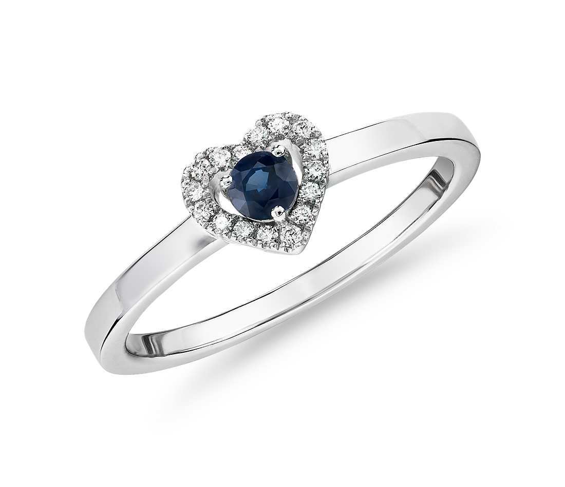 Blue diamond and sapphire engagement ring