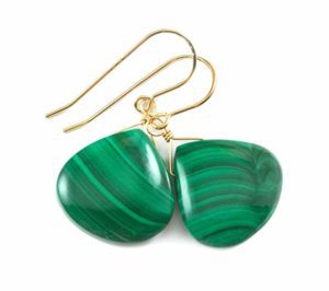 green banded malachite earrings