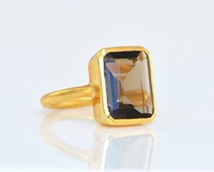 smoky quartz gold ring