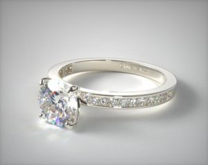 channle setting half length diamond engagement ring