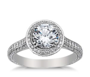 halo micro pave engagement ring