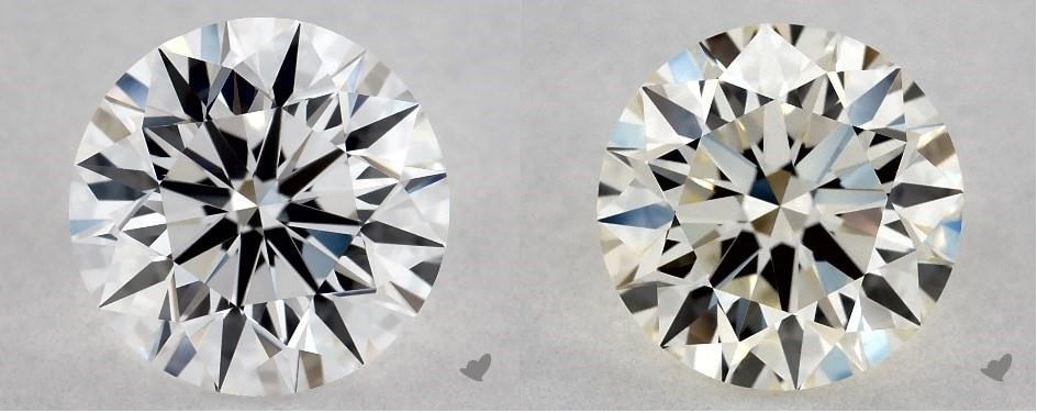 D color diamond vs M color diamond side by side