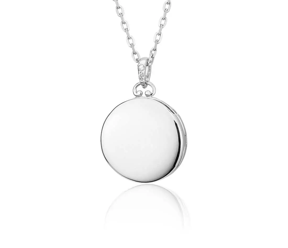 engravable round silver locket