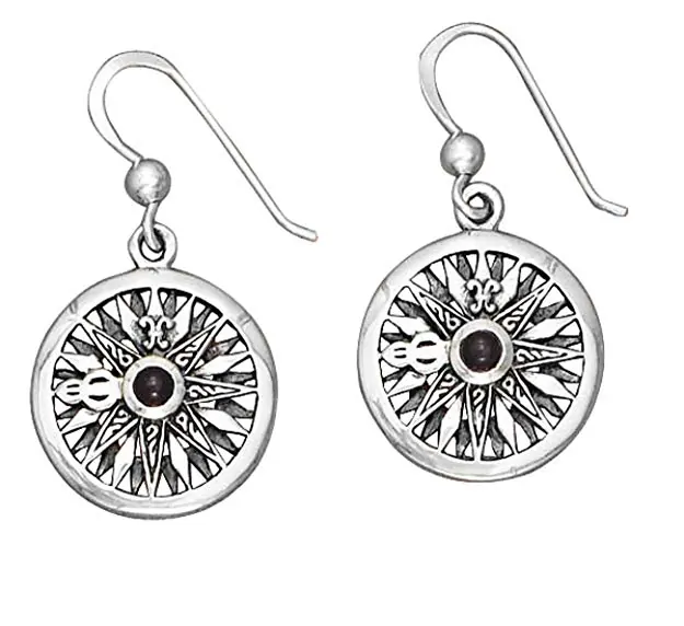 compass silver earrings