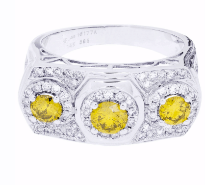 Men diamond ring with yellow stone