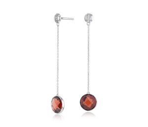 minimalist drop garnet earrings