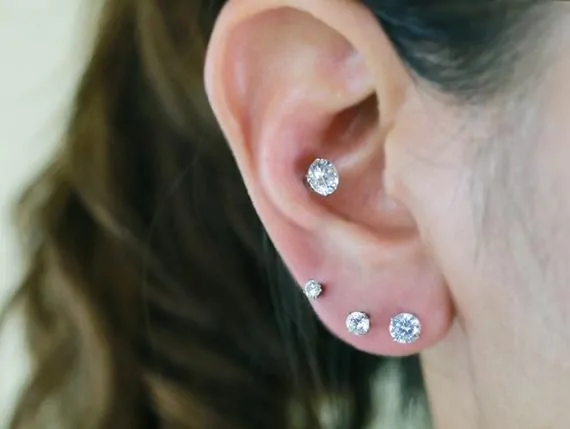 rook piercing stud on ear