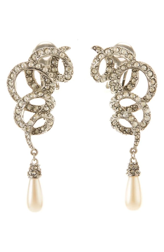 swirl drop earrings with pearls