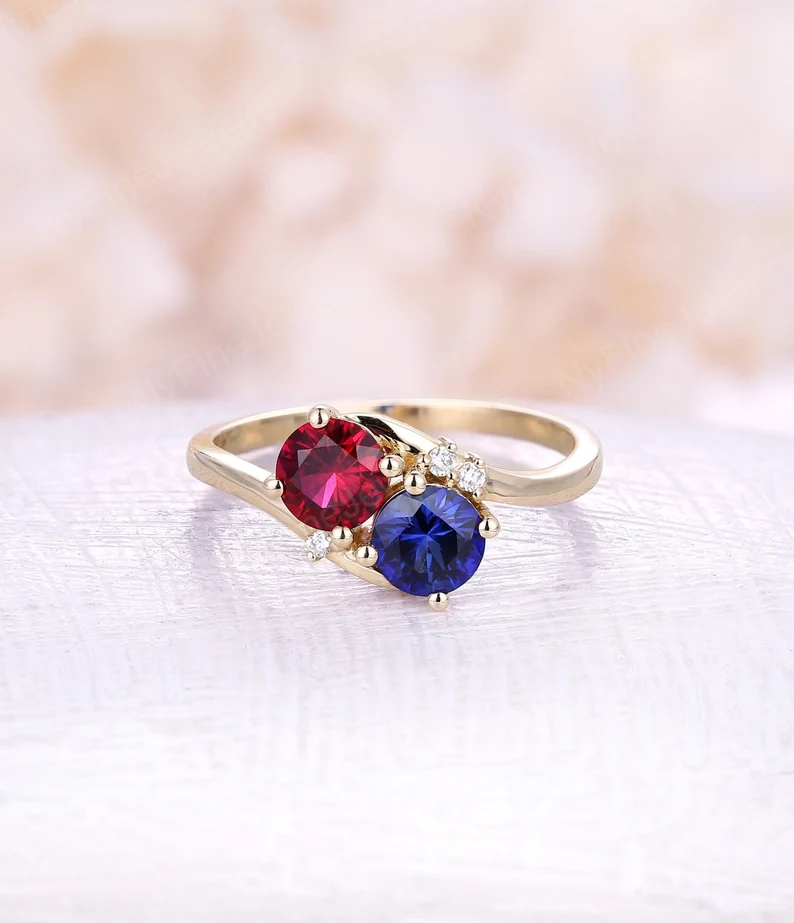 Dual bithstone engagement ring
