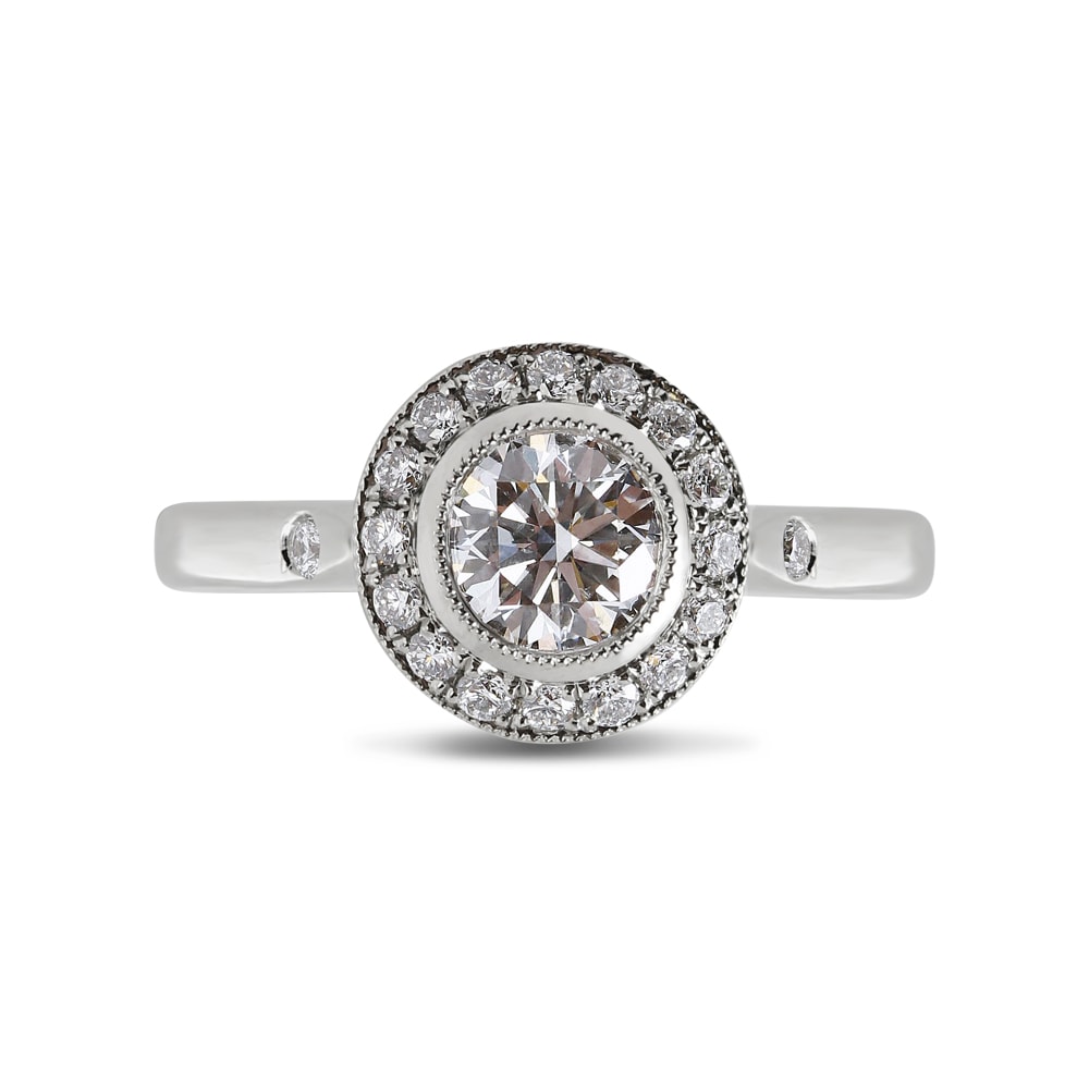 Round Halo Vintage Design Diamond Engagement Ring