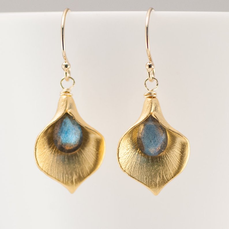 classy gold labradorite earrings
