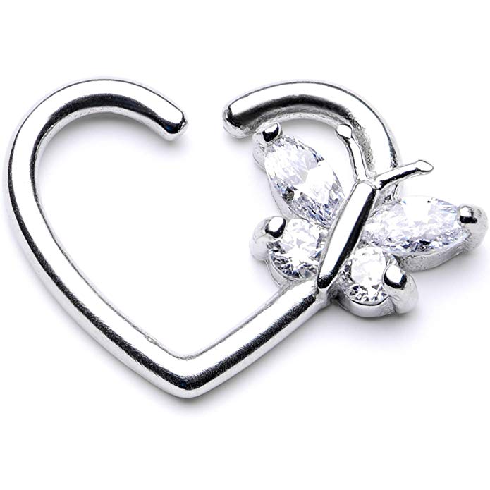 heart ring with butterfly daith Piercing