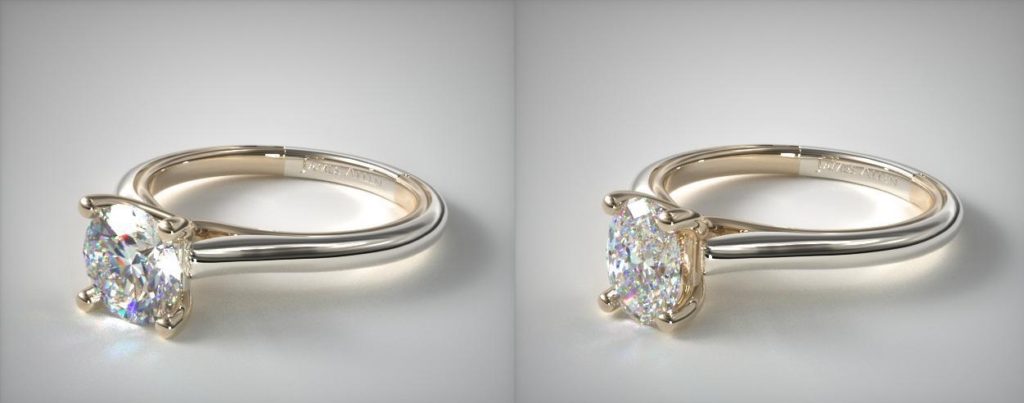 Oval vs round shape diamond comparison