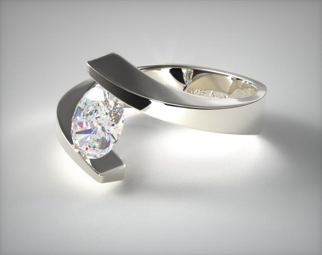 Oval cut tension setting engagement ring