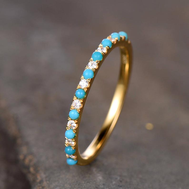turquoise gemstone eternity rings