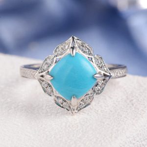 turquoise diamond halo ring