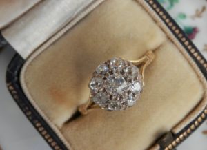 Victorian old mine cut engagement ring