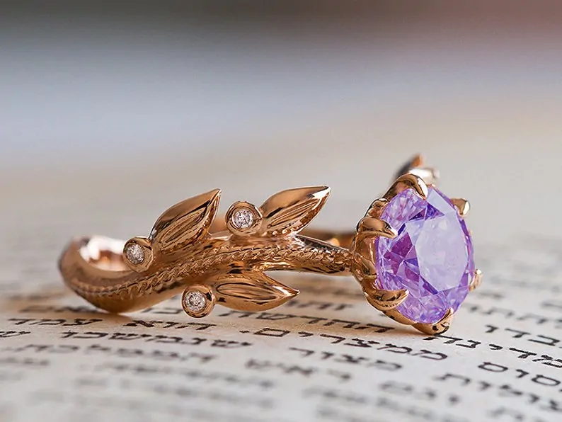 yellow gold amethyst ring