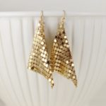 70s disco gold mesh earrings
