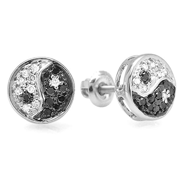 diamond yin yang earrings