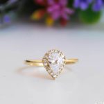 Pear shape cubic zirconia engagement ring in 14k gold