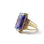 Emerald shape blue sapphire ring