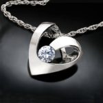 Argentium silver pendant with round diamond