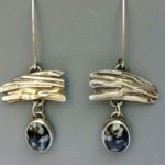 snowflake obsidian gold earrings