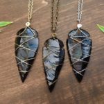 Black obsidian arrowhead pendants