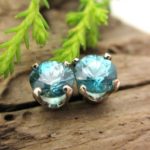 Blue zircon stud earrings