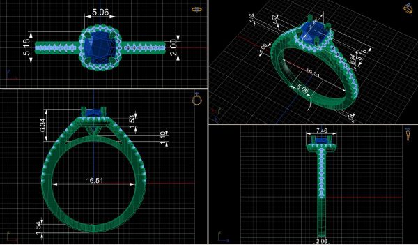 Creating sketch of engagement ring using CAD software