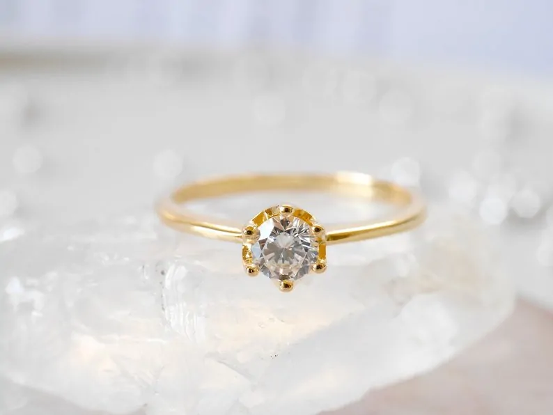 Minimalist cubic zirconia engagement ring