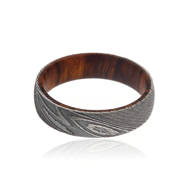 Damascus steel wedding band