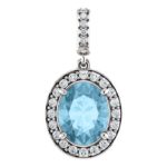 diamond and aquamarine halo pendant