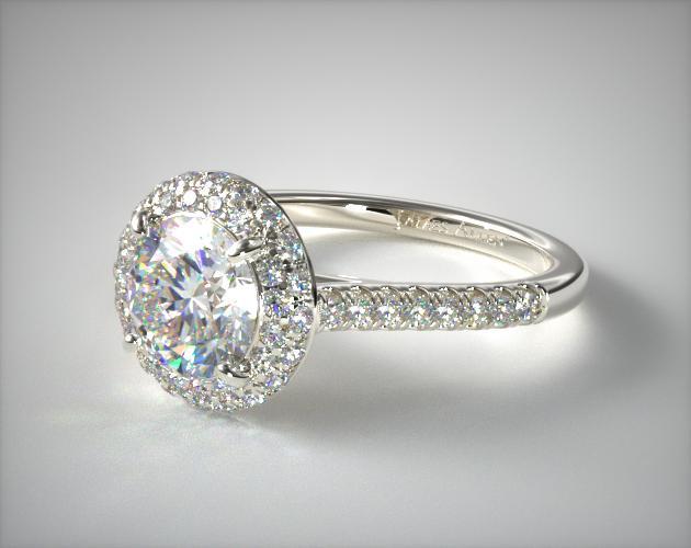 Diamond halo ring in white gold