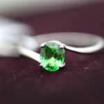Green faceted tsavorite ring