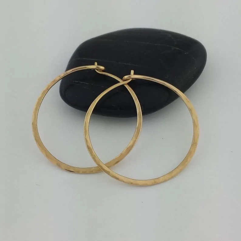 hammered large hoop earrings for curly hair