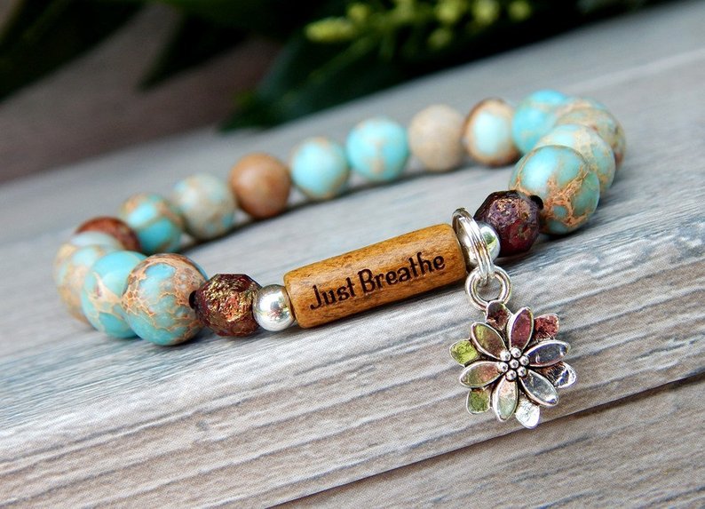 Just breathe lotus bracelet