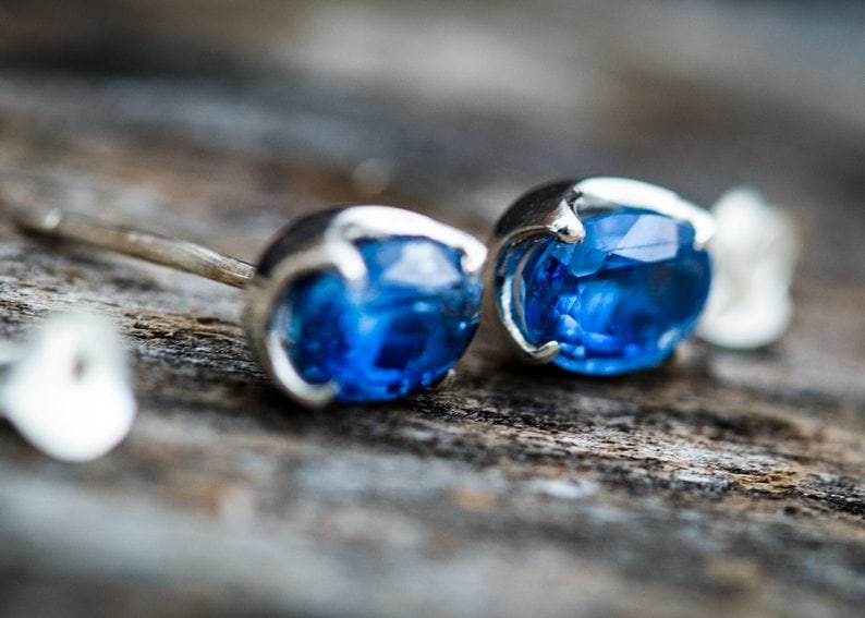 Blue kyanite studs earrings