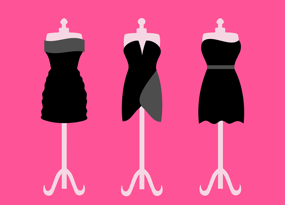 Black dresses in pink background