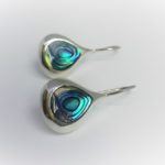 Modern sterling silver abalone earrings