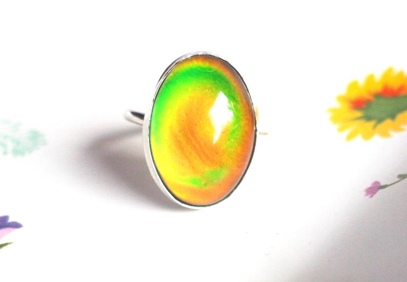 Mood ring with different colors