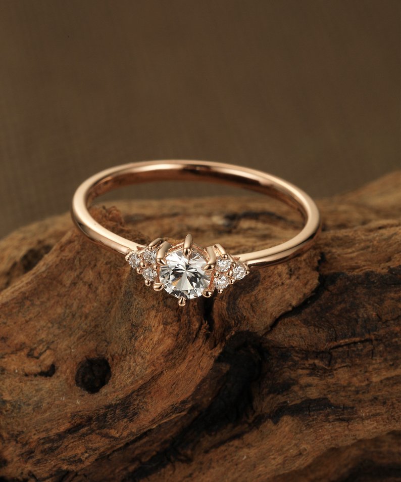 Natural white sapphire ring minimalist