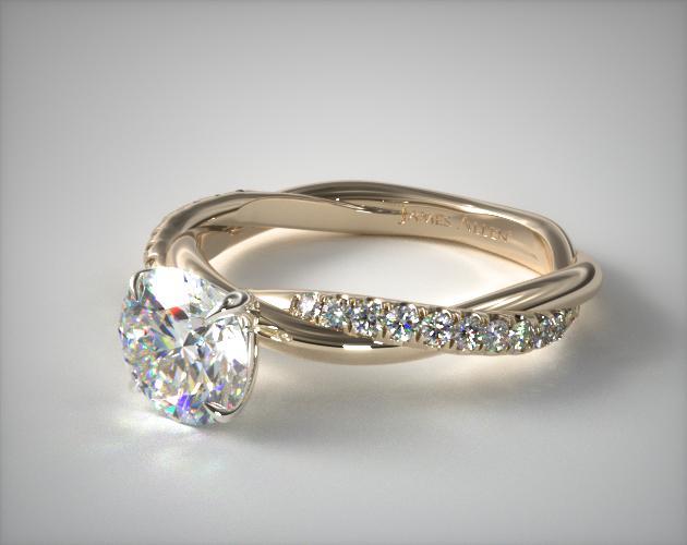 Pave engagement ring in yellow gold