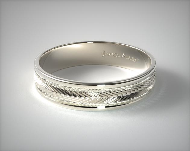 Platinum carved wedding ring
