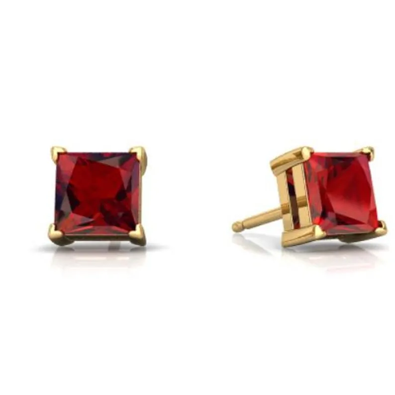 Princess cut garnet earrings