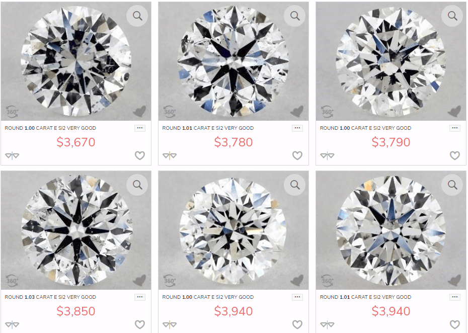 Random selection of si2 diamonds with price tag