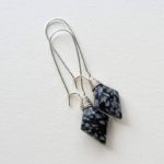 snowflake obsidian earrings in geometric shape