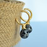 Snowflake obsidian gold earrings