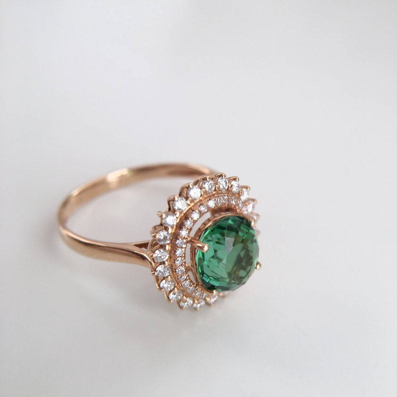 tsavorite-engagement-ring-rose-gold-etsy | Jewelry Guide